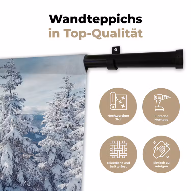 Winterlandschap - Natuur - Berg - Bomen - Sneeuw Wandkleed katoen klein -tsfeer2_DE