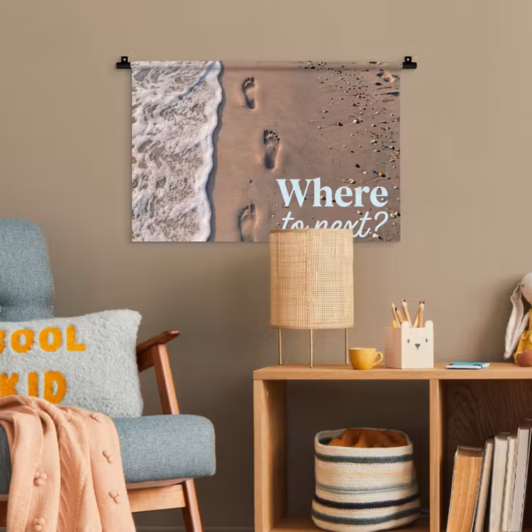 Where to next - Strand - Voetstappen Wandkleed katoen klein -wsfeer4_kind