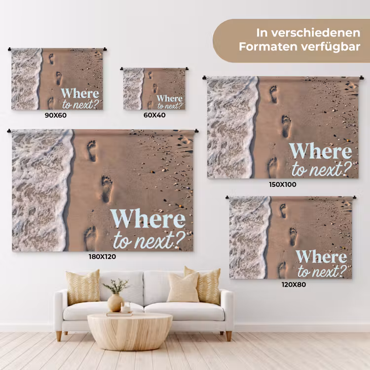 Where to next - Strand - Voetstappen Wandkleed katoen klein -tsfeer8_DE