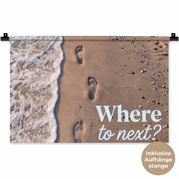 Where to next - Strand - Voetstappen Wandkleed katoen klein -t3d_DE