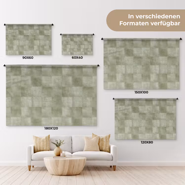 Vlakken - Rustiek - Groen Wandkleed katoen klein 269 -tsfeer8_DE