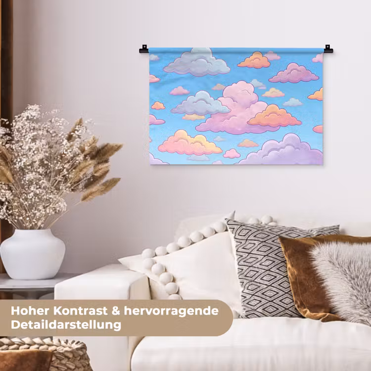 Wolk - Lucht - Natuur - Illustratie - Pastel Wandkleed katoen klein -tsfeer1_DE
