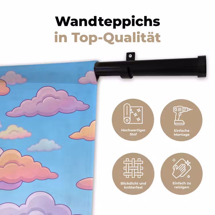 Wolk - Lucht - Natuur - Illustratie - Pastel Wandkleed katoen klein -tsfeer2_DE