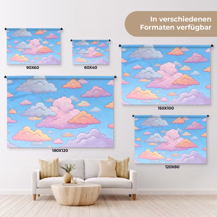 Wolk - Lucht - Natuur - Illustratie - Pastel Wandkleed katoen klein -tsfeer8_DE