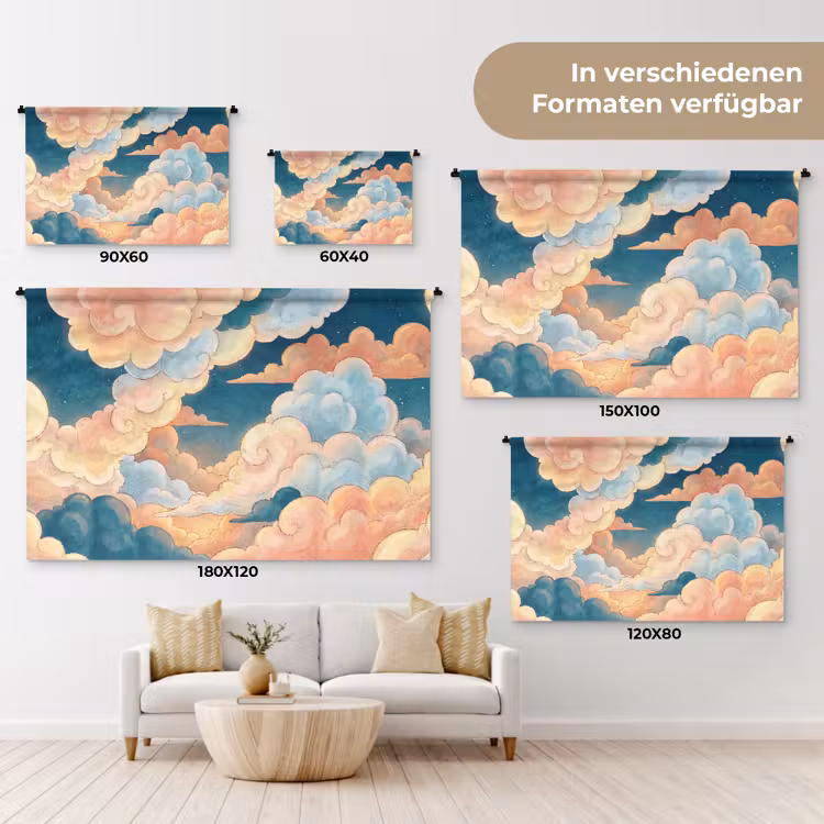 Wolk - Lucht - Natuur - Illustratief - Oranje Wandkleed katoen klein -tsfeer8_DE