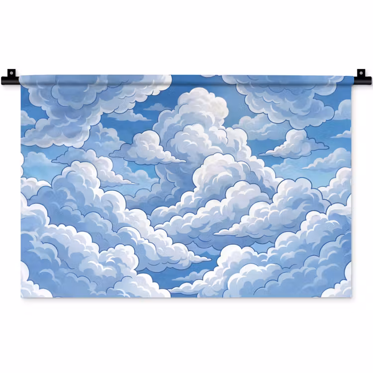 Wolken - Hemel - Abstract - Wit Wandkleed katoen klein -zz3d