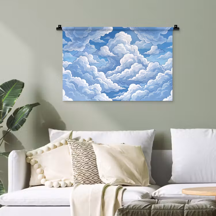 Wolken - Hemel - Abstract - Wit Wandkleed katoen klein -sfeer7