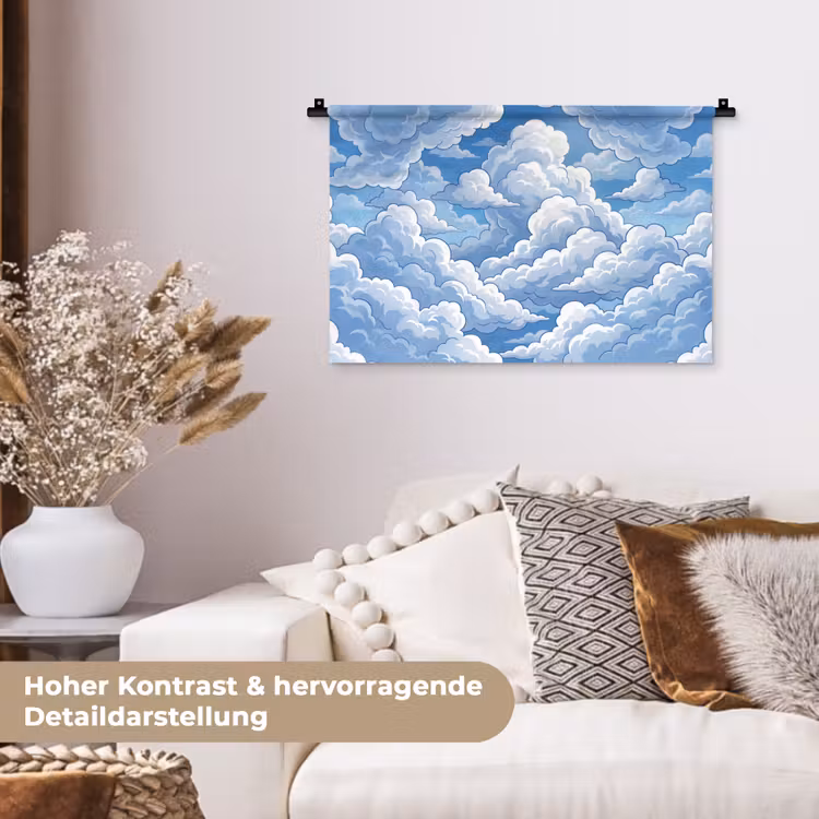 Wolken - Hemel - Abstract - Wit Wandkleed katoen klein -tsfeer1_DE