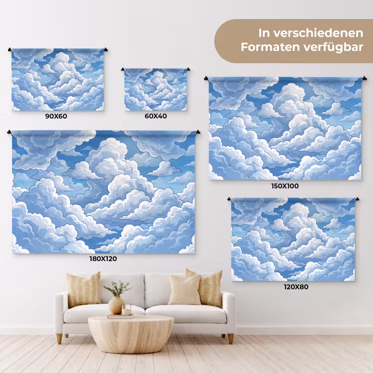 Wolken - Hemel - Abstract - Wit Wandkleed katoen klein -tsfeer8_DE
