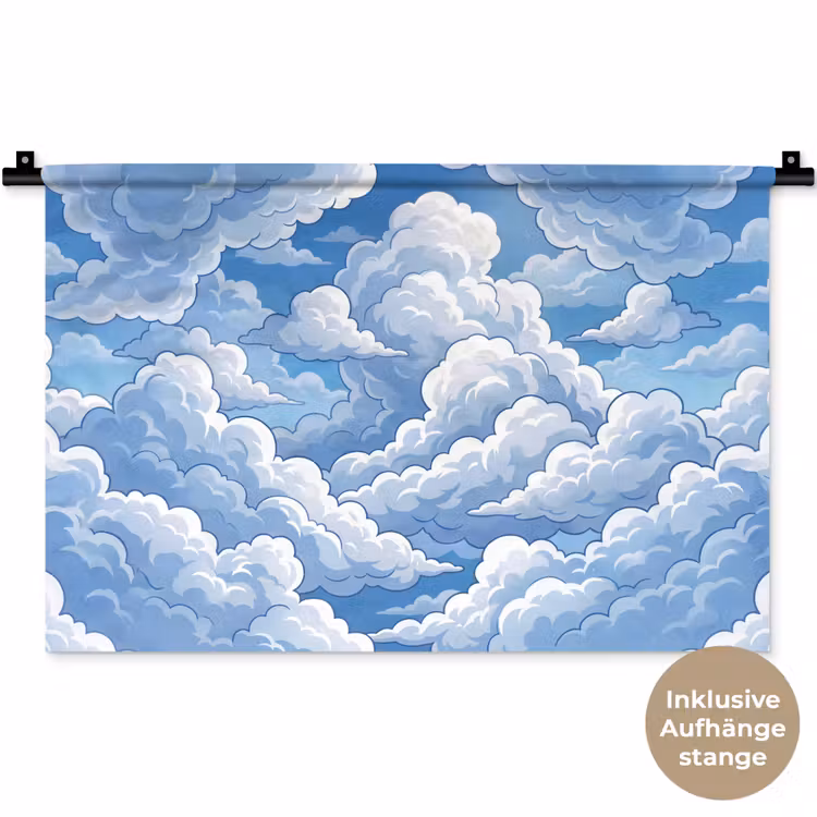 Wolken - Hemel - Abstract - Wit Wandkleed katoen klein -t3d_DE
