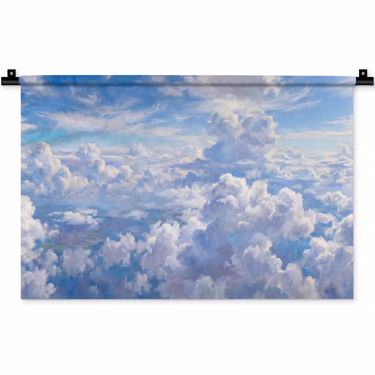 Wolken - Lucht - Natuur - Abstract - Blauw Wandkleed katoen klein -zz3d