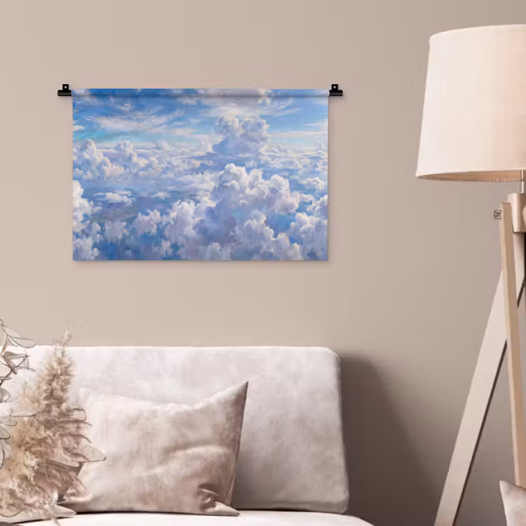 Wolken - Lucht - Natuur - Abstract - Blauw Wandkleed katoen klein -sfeer4
