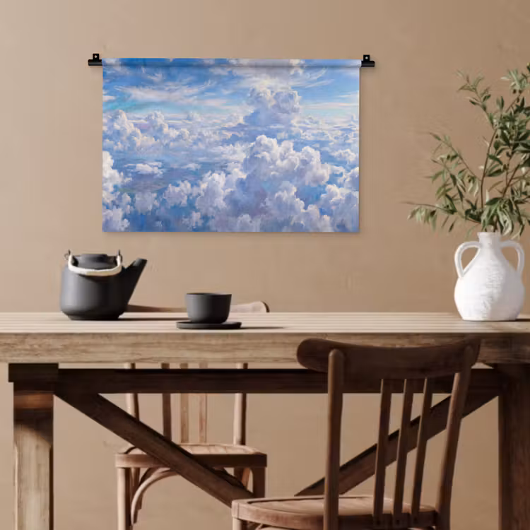 Wolken - Lucht - Natuur - Abstract - Blauw Wandkleed katoen klein -sfeer6