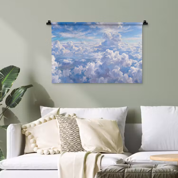 Wolken - Lucht - Natuur - Abstract - Blauw Wandkleed katoen klein -sfeer7