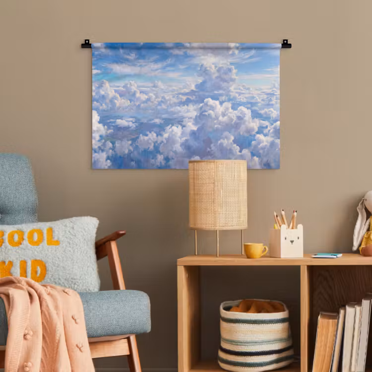 Wolken - Lucht - Natuur - Abstract - Blauw Wandkleed katoen klein -wsfeer4_kind
