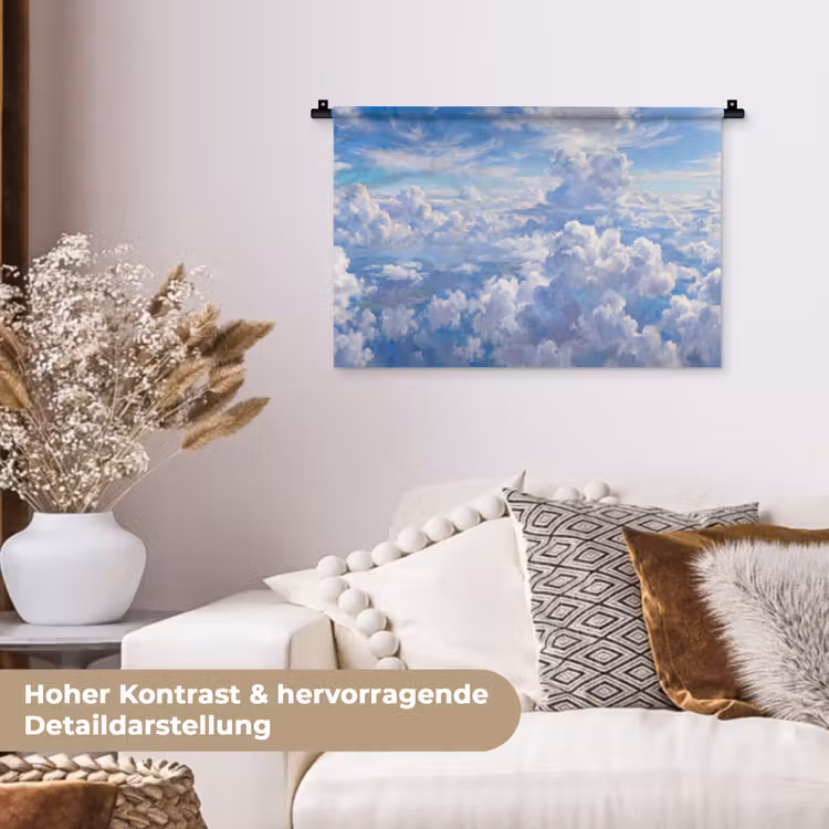 Wolken - Lucht - Natuur - Abstract - Blauw Wandkleed katoen klein -tsfeer1_DE