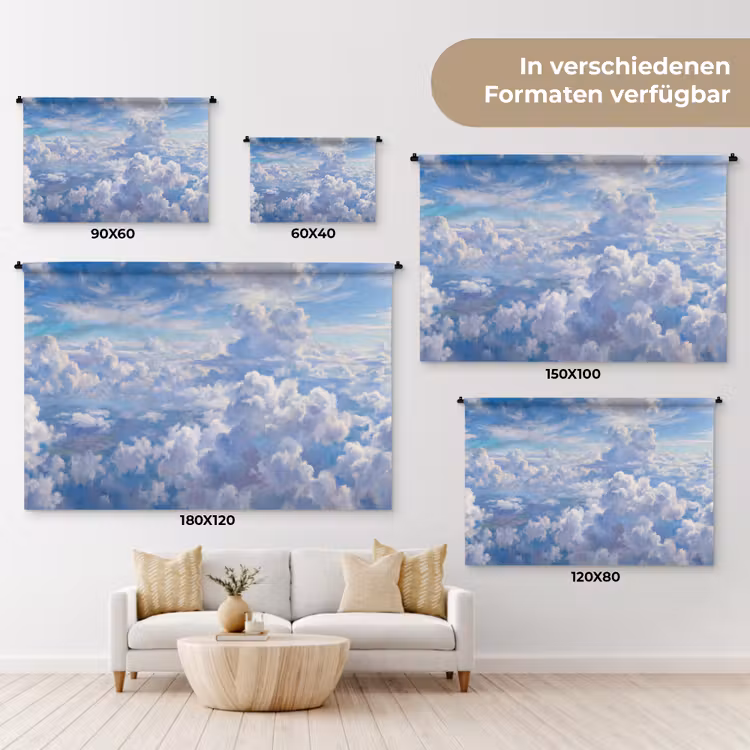 Wolken - Lucht - Natuur - Abstract - Blauw Wandkleed katoen klein -tsfeer8_DE