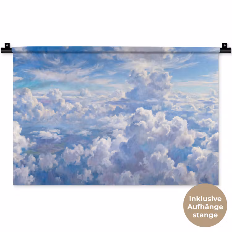 Wolken - Lucht - Natuur - Abstract - Blauw Wandkleed katoen klein -t3d_DE