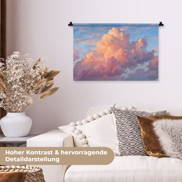 Wolken - Lucht - Natuur - Abstract - Kleurrijk Wandkleed katoen klein -tsfeer1_DE