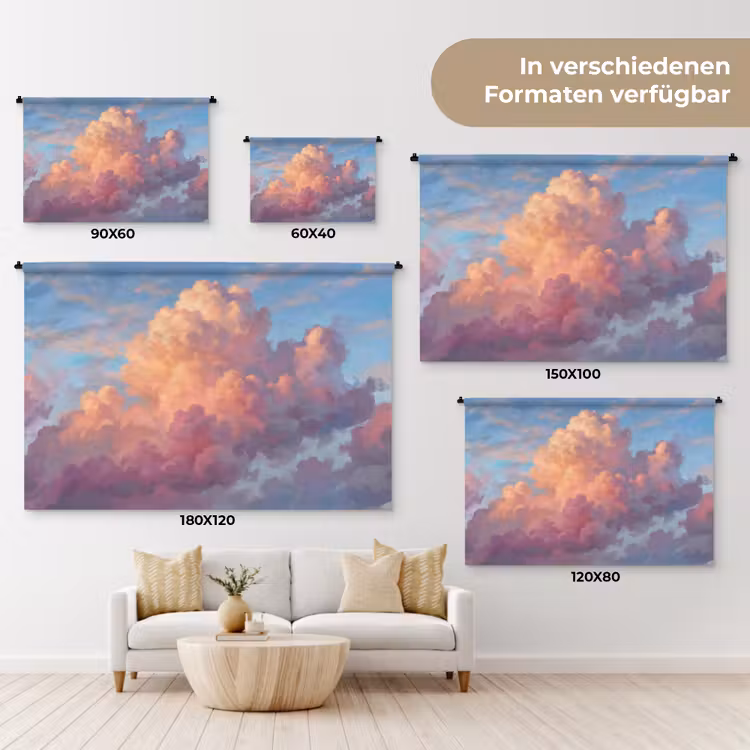 Wolken - Lucht - Natuur - Abstract - Kleurrijk Wandkleed katoen klein -tsfeer8_DE