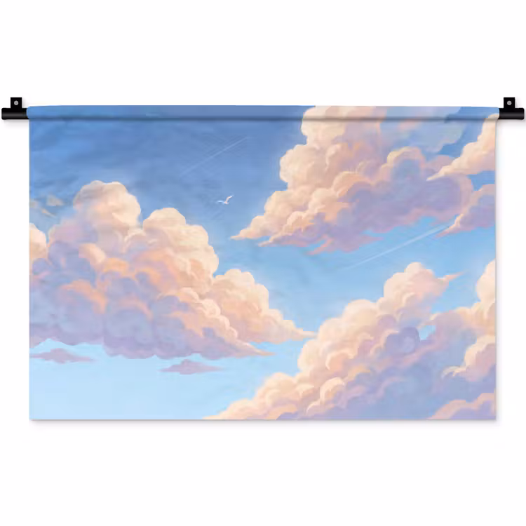 Wolken - Lucht - Natuur - Blauw Wandkleed katoen klein -zz3d