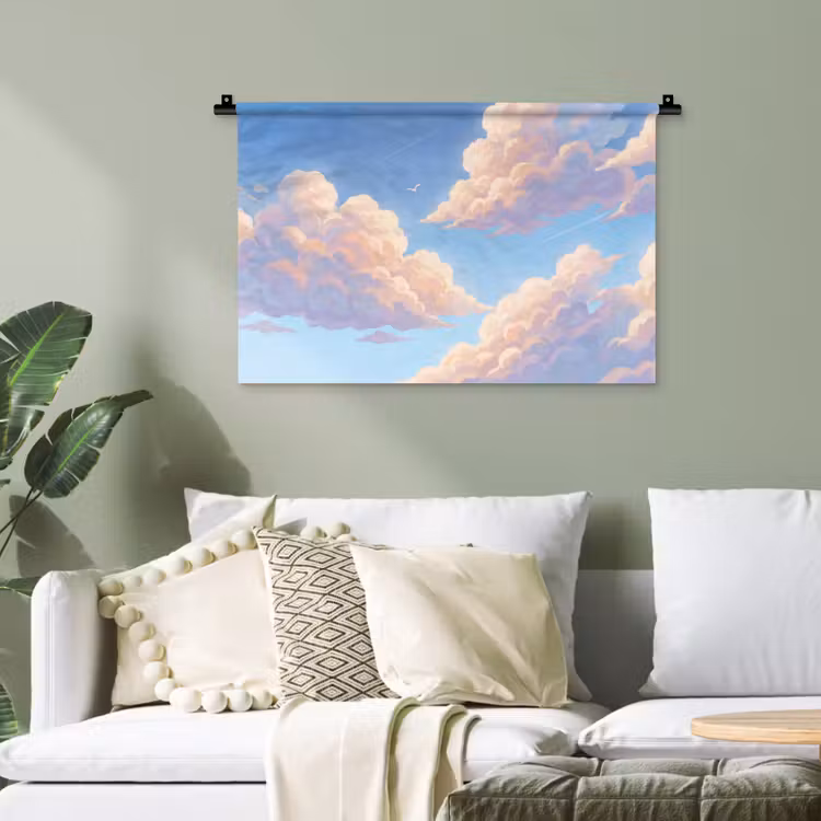 Wolken - Lucht - Natuur - Blauw Wandkleed katoen klein -sfeer7