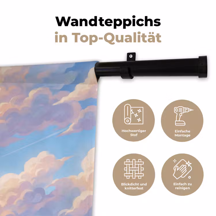 Wolken - Lucht - Natuur - Blauw Wandkleed katoen klein -tsfeer2_DE