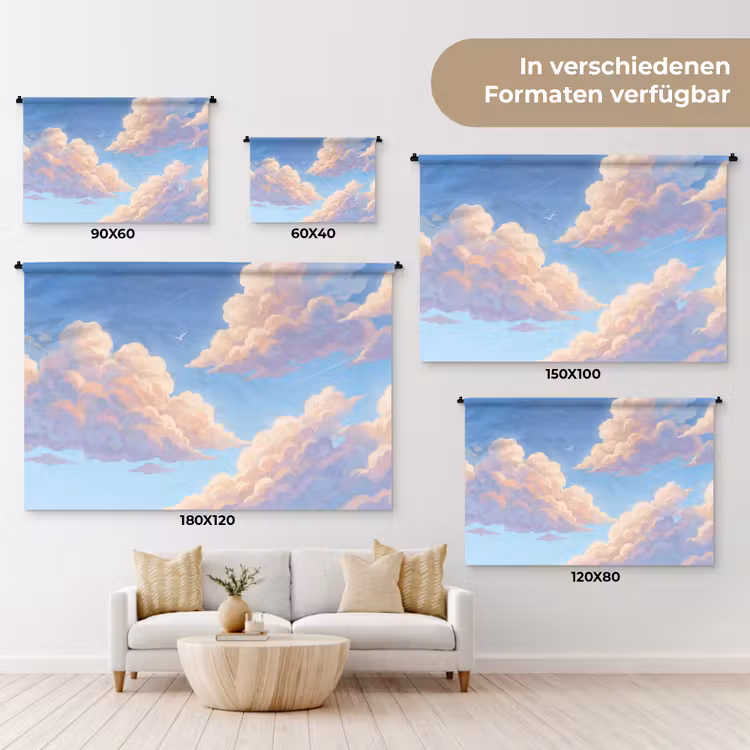 Wolken - Lucht - Natuur - Blauw Wandkleed katoen klein -tsfeer8_DE