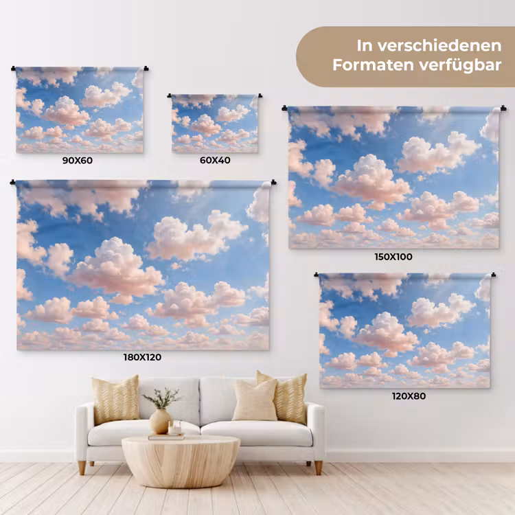 Wolken - Hemel - Natuur - Licht - Blauw Wandkleed katoen klein -tsfeer8_DE