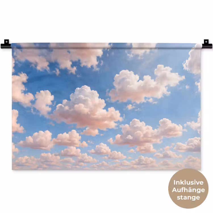 Wolken - Hemel - Natuur - Licht - Blauw Wandkleed katoen klein -t3d_DE
