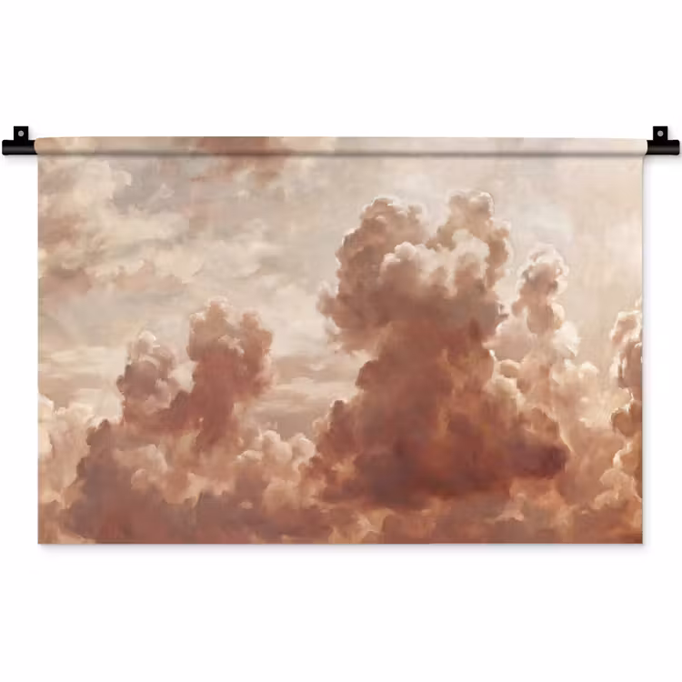 Wolken - Lucht - Natuur - Modern - Bruin Wandkleed katoen klein -zz3d