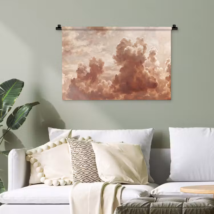 Wolken - Lucht - Natuur - Modern - Bruin Wandkleed katoen klein -sfeer7