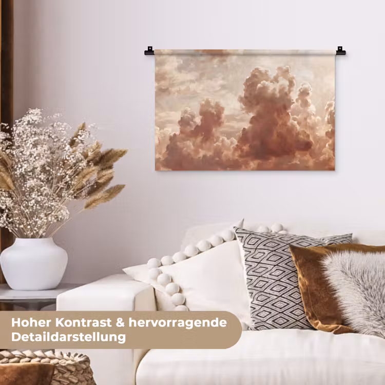 Wolken - Lucht - Natuur - Modern - Bruin Wandkleed katoen klein -tsfeer1_DE
