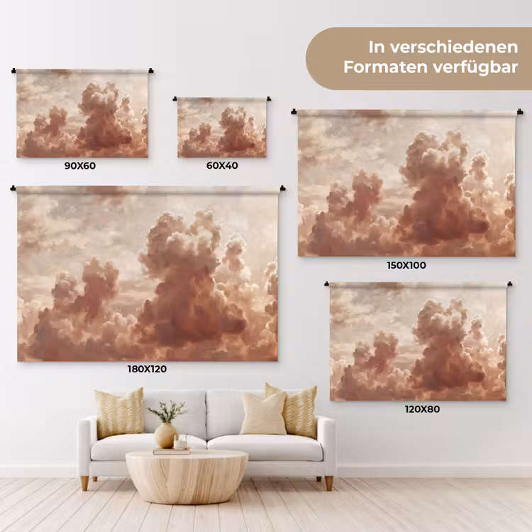 Wolken - Lucht - Natuur - Modern - Bruin Wandkleed katoen klein -tsfeer8_DE