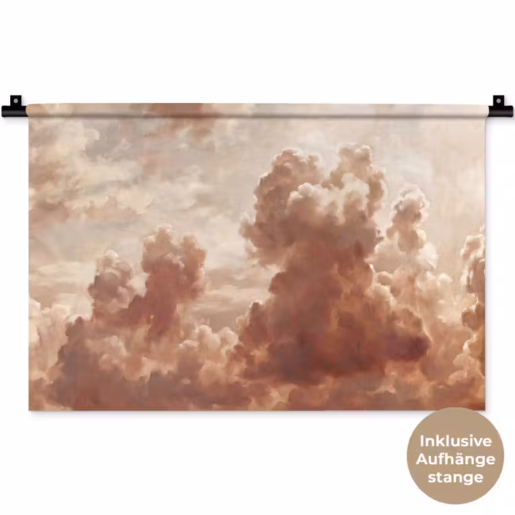 Wolken - Lucht - Natuur - Modern - Bruin Wandkleed katoen klein -t3d_DE