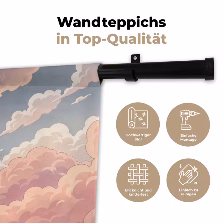 Wolken - Lucht - Natuur - Pastel - Roze Wandkleed katoen klein -tsfeer2_DE
