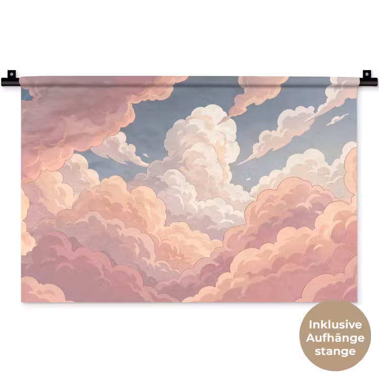 Wolken - Lucht - Natuur - Pastel - Roze Wandkleed katoen klein -t3d_DE