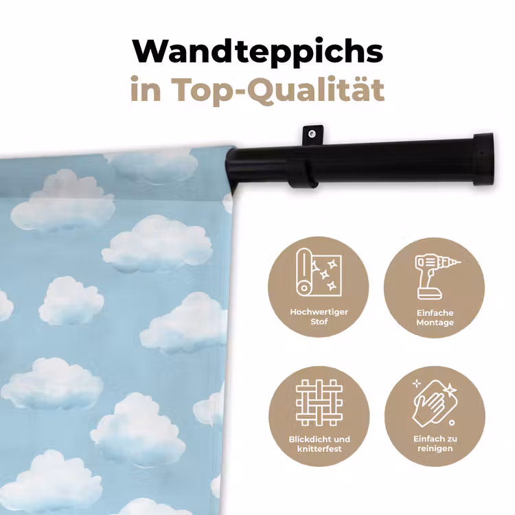 Wolken - Illustratie - Blauw Wandkleed katoen klein 269 -tsfeer2_DE