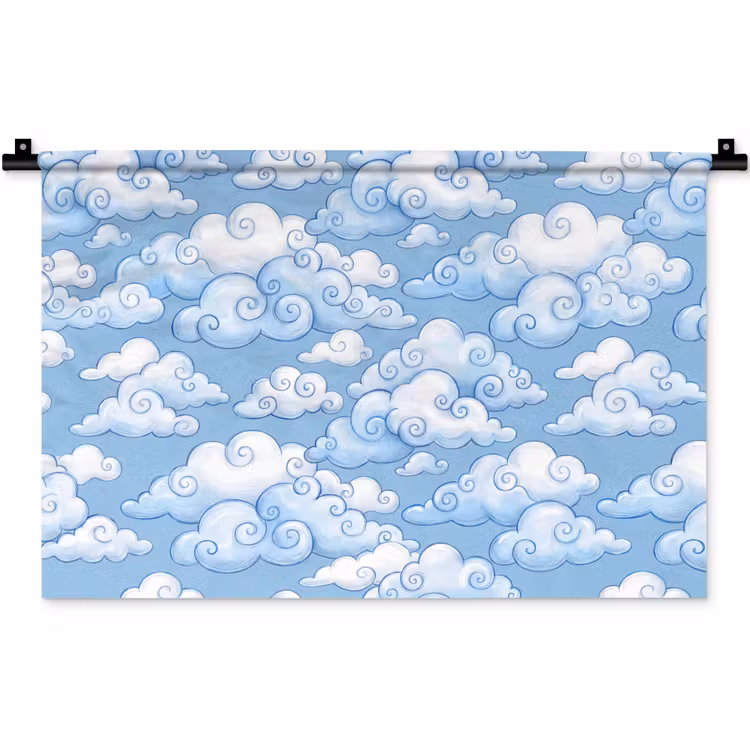 Wolken - Patroon - Hemel - Illustratie - Wit Wandkleed katoen klein -zz3d