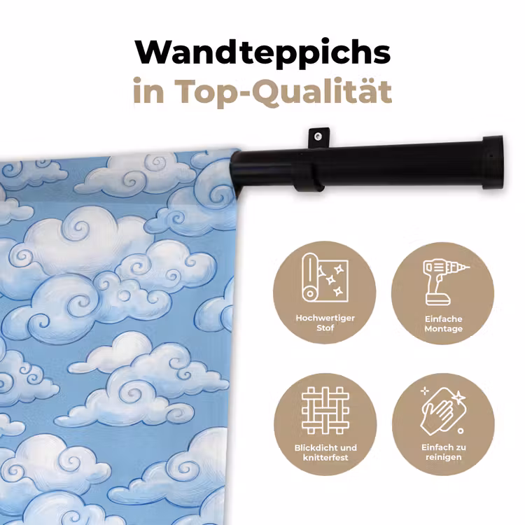 Wolken - Patroon - Hemel - Illustratie - Wit Wandkleed katoen klein -tsfeer2_DE