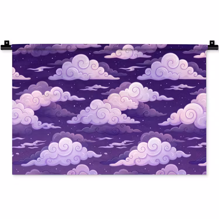 Wolken - Nacht - Natuur - Abstract - Paars Wandkleed katoen klein -zz3d