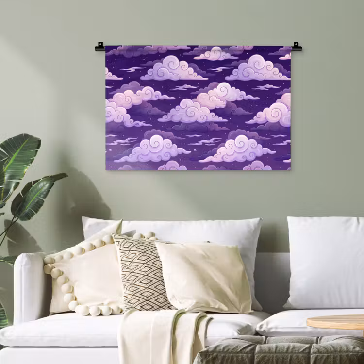 Wolken - Nacht - Natuur - Abstract - Paars Wandkleed katoen klein -sfeer7