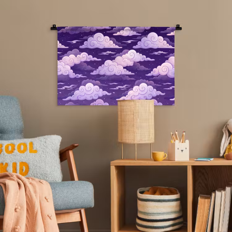 Wolken - Nacht - Natuur - Abstract - Paars Wandkleed katoen klein -wsfeer4_kind