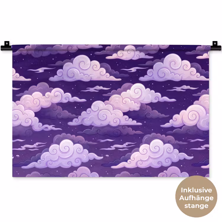 Wolken - Nacht - Natuur - Abstract - Paars Wandkleed katoen klein -t3d_DE