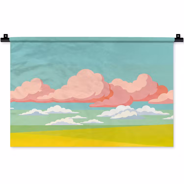 Wolken - Roze - Natuur - Modern - Pastel Wandkleed katoen klein -zz3d