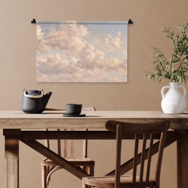 Wolken - Zacht - Natuur - Klassiek - Beige Wandkleed katoen klein -sfeer6
