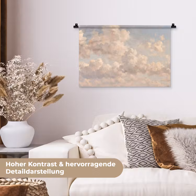Wolken - Zacht - Natuur - Klassiek - Beige Wandkleed katoen klein -tsfeer1_DE