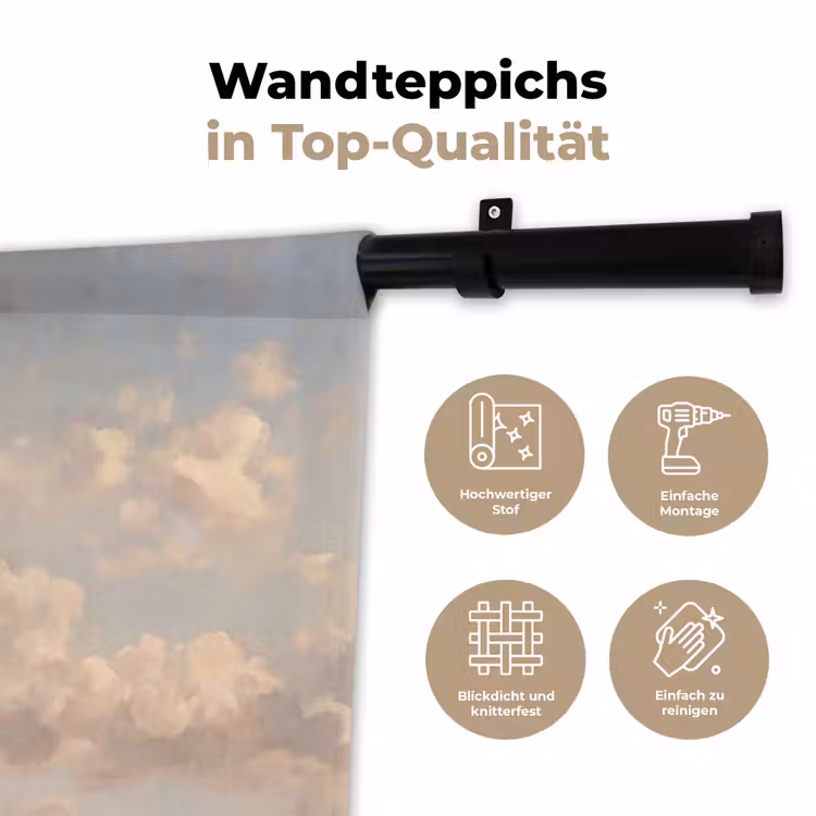 Wolken - Zacht - Natuur - Klassiek - Beige Wandkleed katoen klein -tsfeer2_DE