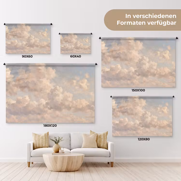 Wolken - Zacht - Natuur - Klassiek - Beige Wandkleed katoen klein -tsfeer8_DE