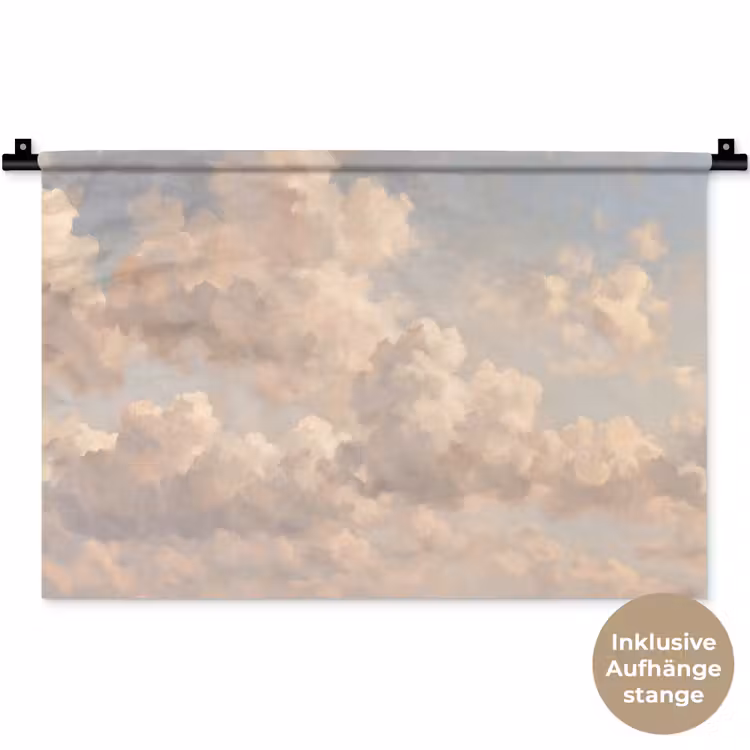 Wolken - Zacht - Natuur - Klassiek - Beige Wandkleed katoen klein -t3d_DE